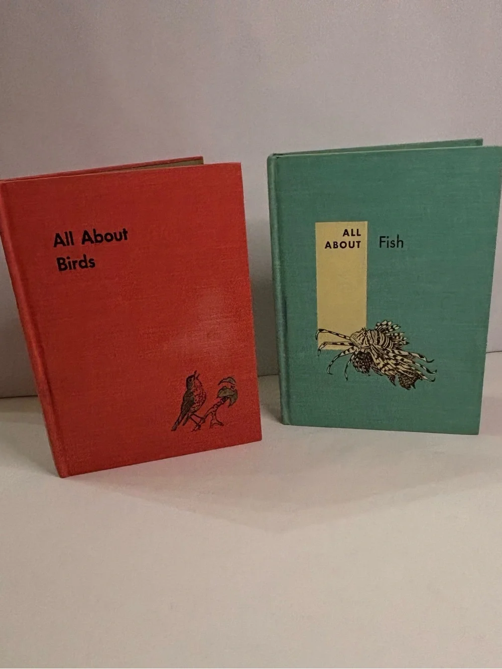 1960’s All About Birds Red &Fish Hardcover Books - Classic Bird & Fish Guide